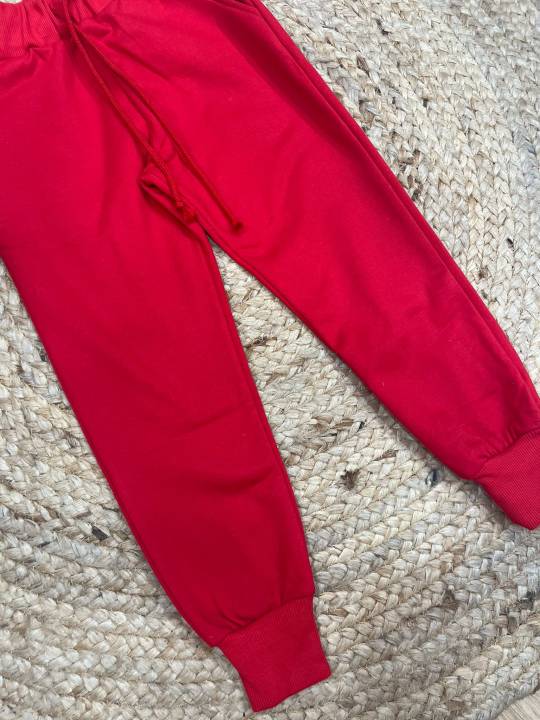 Pantalón jogger felpa rojo unisex