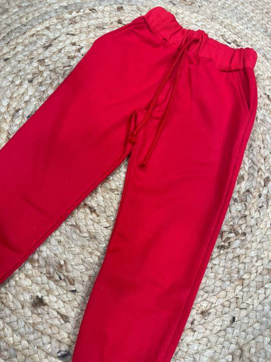 Pantalón jogger felpa rojo unisex