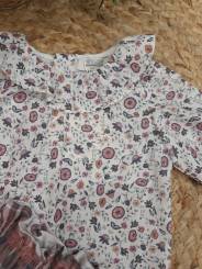 Conjunto camisa flores + ranita cuadros (leotardos no incluidos)