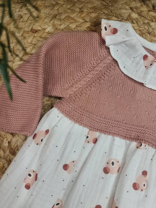 Vestido bebe punto/tela osos (leotardos no incluidos)