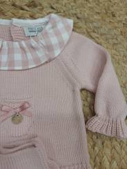 Conjunto punto rosa cuello cuadros