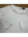 Camiseta básica blanca pespunte camel