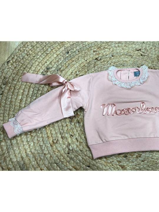 Sudadera rosa lazo