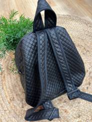 Mochila polipiel con lazada vichy negra