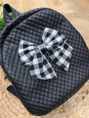 Mochila polipiel con lazada vichy negra