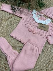 Conjunto normandía 3 piezas rosa