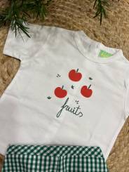 Conjunto camiseta + ranita manzanas niño