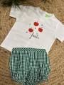 Conjunto camiseta + ranita manzanas niño