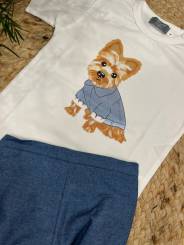 Conjunto ranita vaquera + camiseta perro