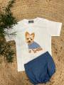 Conjunto ranita vaquera + camiseta perro