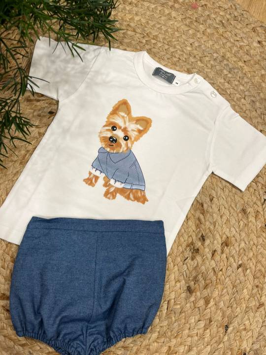 Conjunto ranita vaquera + camiseta perro