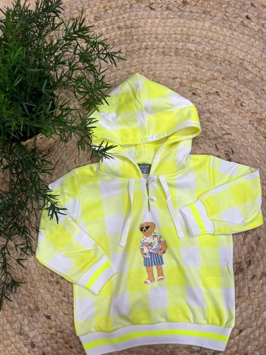 Sudadera capucha flúor niño