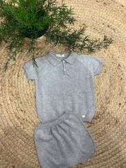 Conjunto punto cuello polo gris