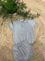 Conjunto punto cuello polo gris