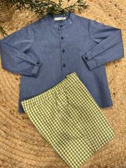 Conjunto pantalón corto vichy + camisa denim