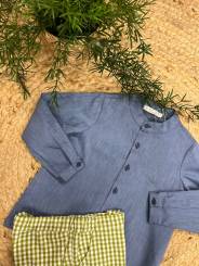 Conjunto pantalón corto vichy + camisa denim