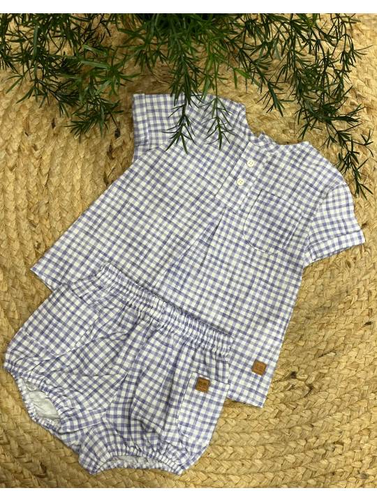 Conjunto camisa + ranita vichy malva