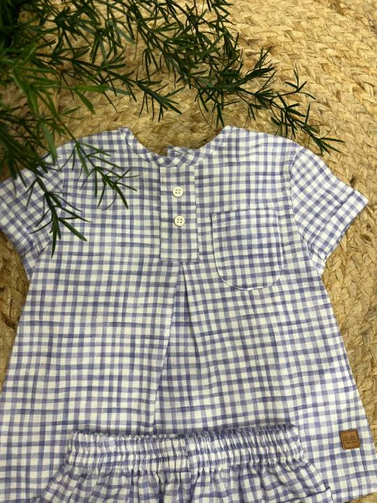 Conjunto camisa + ranita vichy malva