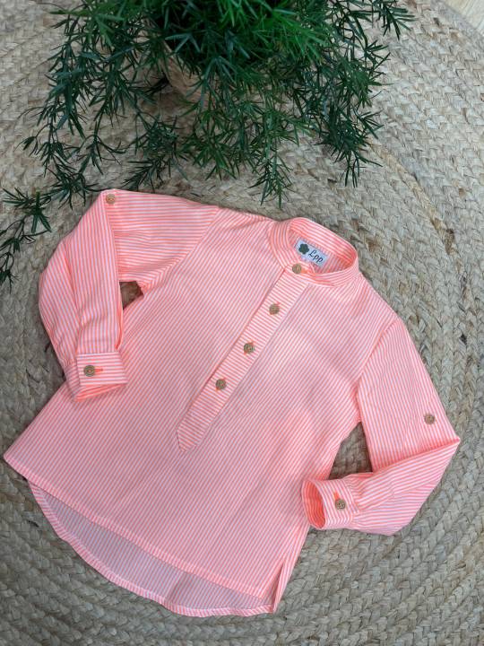 Camisa rayas naranja flúor